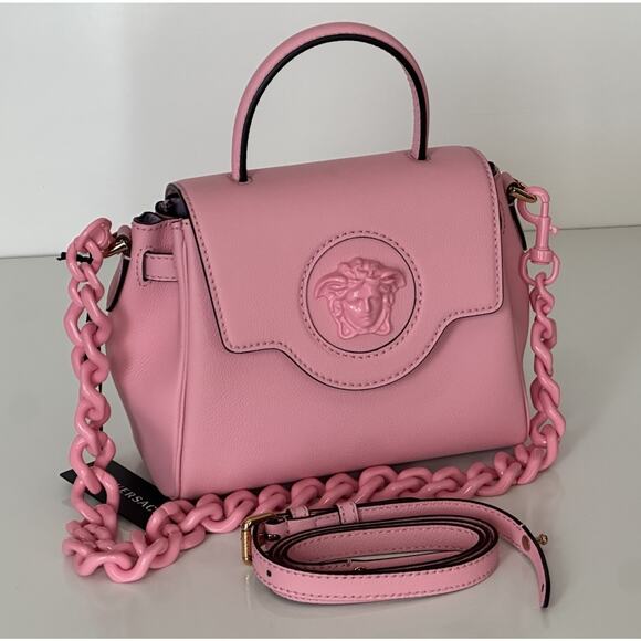 Versace Medusa Leather Pink Top Handle Small Shoulder Bag IT 1021601 NWT $2250 - Picture 1 of 16